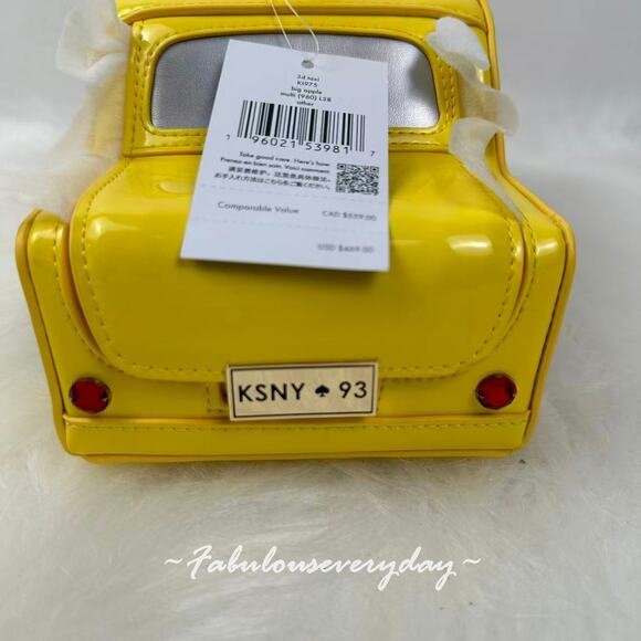 Kate Spade NYC 3D Taxi Crossbody Bag Purse In Patent Fabric/Yellow KI975 NWT - Picture 5 of 12